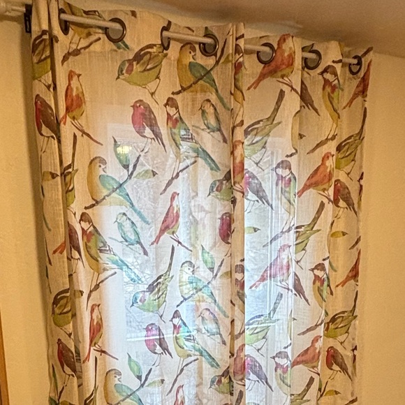 Pier 1 Imports Sheer Bird Watercolor Curtain Panels Grommets 50x84" Set of 2 - Picture 14 of 14